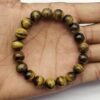Natural Yellow Tigers Eye 12mm Round Shape Smooth Cut Beads Stretchable Bracelet For Men & Women. Unisex Bracelet For Healing, Meditation, Prosperity, Gift & Luck